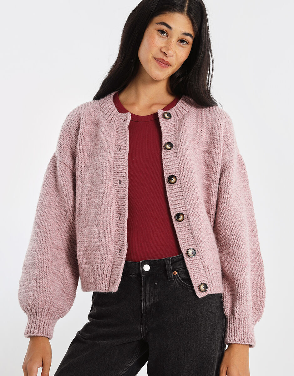 Good for You Cardigan Pink Heather